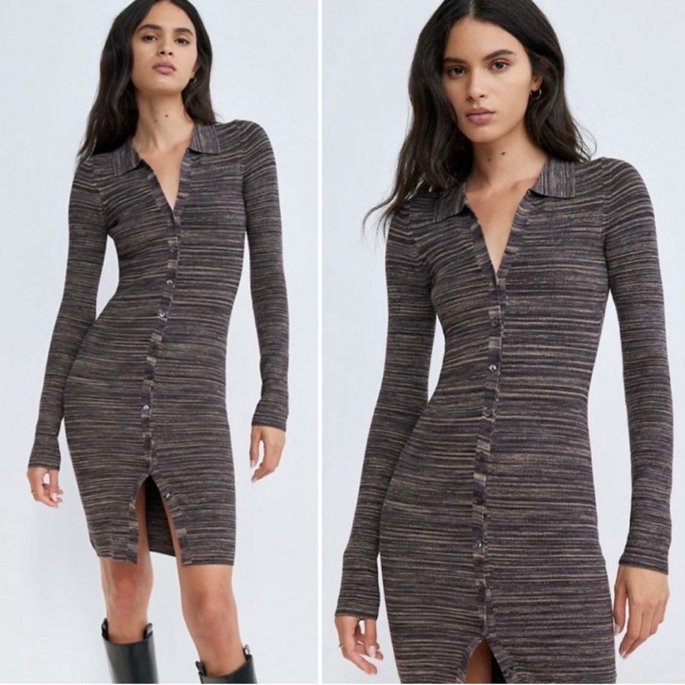 Wilfred | Cove Sweater Dress in Space Dye Dark Grey